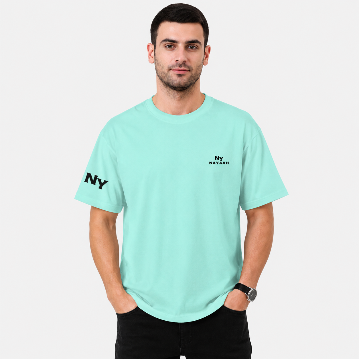 NAYAAH Premium (Mint) 100% Cotton 240 GSM Unisex Oversized T-Shirt – Heavyweight Breathable Everyday Wear
