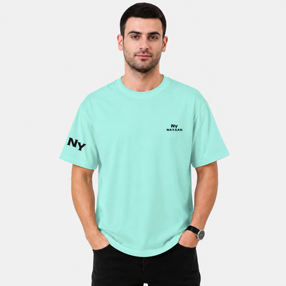 NAYAAH Premium (Mint) 100% Cotton 240 GSM Unisex Oversized T-Shirt – Heavyweight Breathable Everyday Wear
