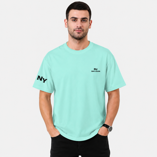 NAYAAH Premium (Mint) 100% Cotton 240 GSM Unisex Oversized T-Shirt – Heavyweight Breathable Everyday Wear