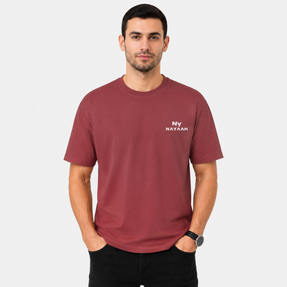 NAYAAH Premium (Coral / Black) 100% Cotton 180 GSM Unisex Regular Fit T-Shirt – Soft, Breathable and Lightweight Everyday Wear