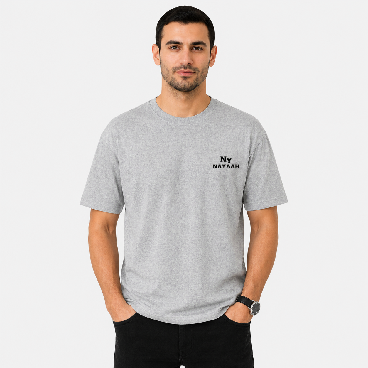 NAYAAH Premium (Grey Melange) 100% Cotton 180 GSM Unisex Regular Fit T-Shirt – Soft, Breathable and Lightweight Everyday Wear
