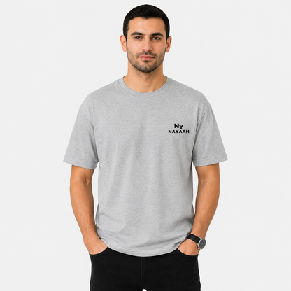 NAYAAH Premium (Grey Melange) 100% Cotton 180 GSM Unisex Regular Fit T-Shirt – Soft, Breathable and Lightweight Everyday Wear