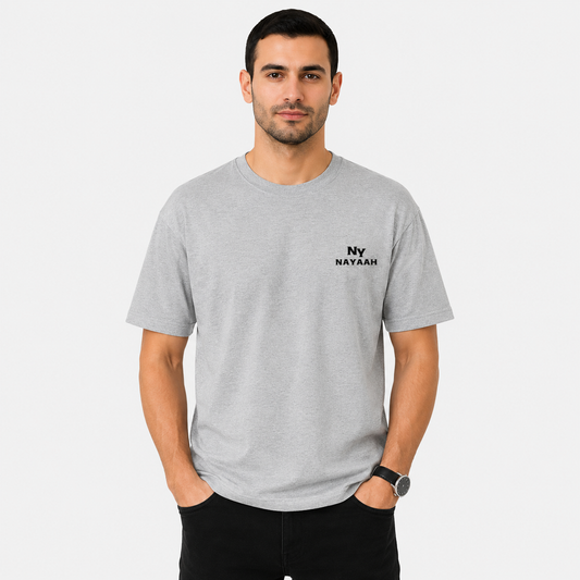 NAYAAH Premium (Grey Melange) 100% Cotton 180 GSM Unisex Regular Fit T-Shirt – Soft, Breathable and Lightweight Everyday Wear