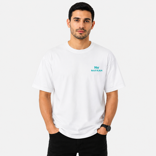NAYAAH Premium (White) 100% Cotton 180 GSM Unisex Regular Fit T-Shirt – Soft, Breathable and Lightweight Everyday Wear
