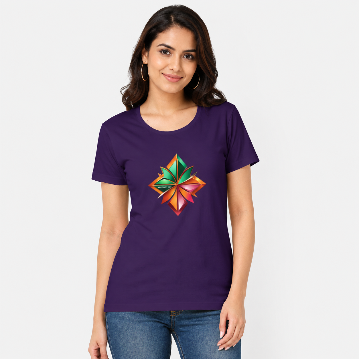 NAYAAH Premium Pre-Shrunk 100% Cotton 180 GSM Female Regular Fit T-Shirt – Soft Breathable Everyday Wear - Abstract Nakshatra