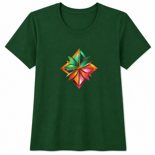 NAYAAH Premium Women's Classic 100% Cotton 180 GSM Regular Fit T-Shirt – Soft Breathable Everyday Wear - Abstract Bottle Green