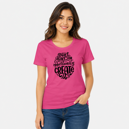 NAYAAH Premium Women's Classic 100% Cotton 180 GSM Regular Fit T-Shirt – Soft Breathable Everyday Wear - Oppertunity | Pink