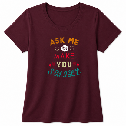 NAYAAH Premium Women's Classic 100% Cotton 180 GSM Regular Fit T-Shirt – Soft Breathable Everyday Wear - Make You Smile Maroon