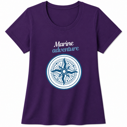 NAYAAH Premium Women's Classic 100% Cotton 180 GSM Regular Fit T-Shirt – Soft Breathable Everyday Wear - Marine Adventure | Purple