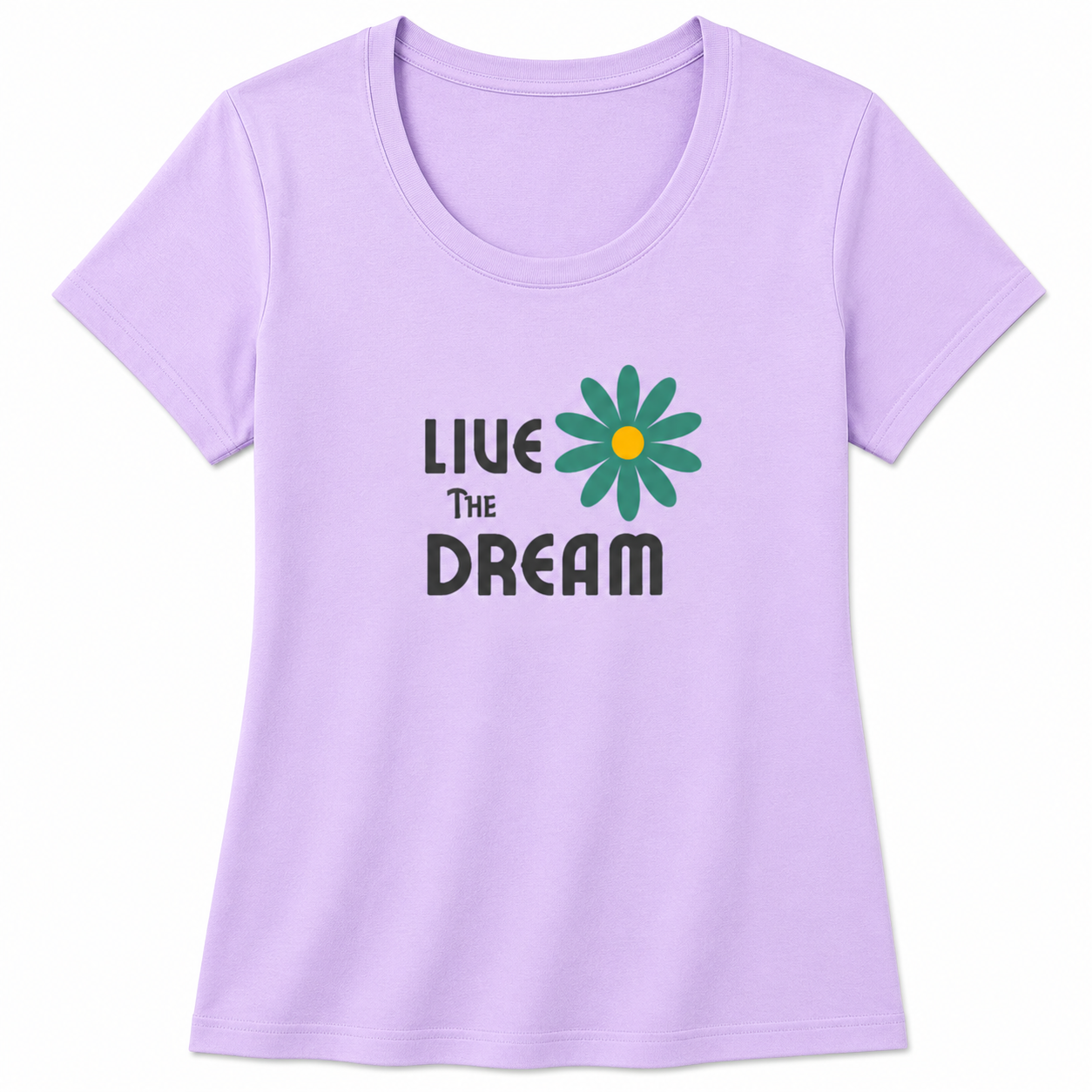 NAYAAH Premium Women's Classic 100% Cotton 180 GSM Regular Fit T-Shirt – Soft Breathable Everyday&nbsp;Wear - Live the Dream | Lavender