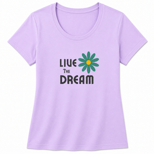 NAYAAH Premium Women's Classic 100% Cotton 180 GSM Regular Fit T-Shirt – Soft Breathable Everyday&nbsp;Wear - Live the Dream | Lavender