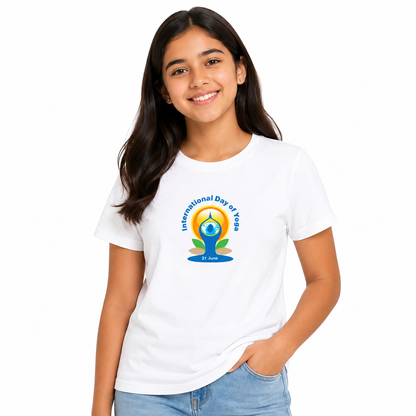 NAYAAH Premium Girl's Crew Neck 100% Cotton 180 GSM Regular Fit T-Shirt – Soft Breathable Everyday Comfort Wear - International Yoga Day6