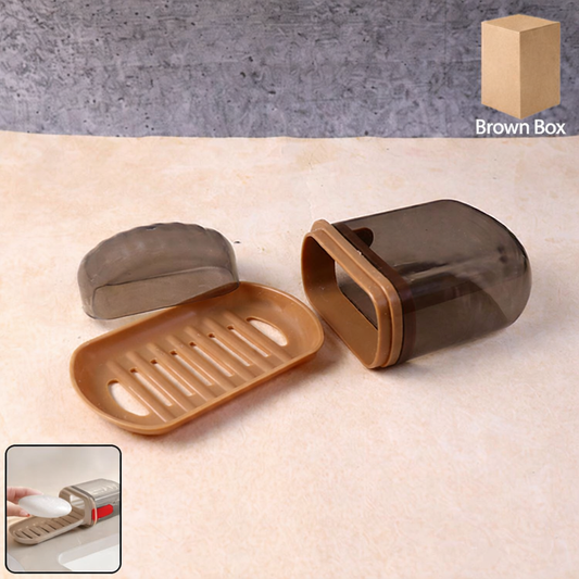 Premium Plastic Soap Box with Drain Tray & Protective Cover – Hygienic Bathroom Soap Holder for Washbasin, Shower, Kitchen & Travel | 1 Pc