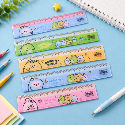Premium Cute Cartoon Plastic Ruler Set for Kids (5 Pc) – Durable School Measuring Scale Kit with Clear Markings for Drawing, Geometry, Craft Work & Classroom Use