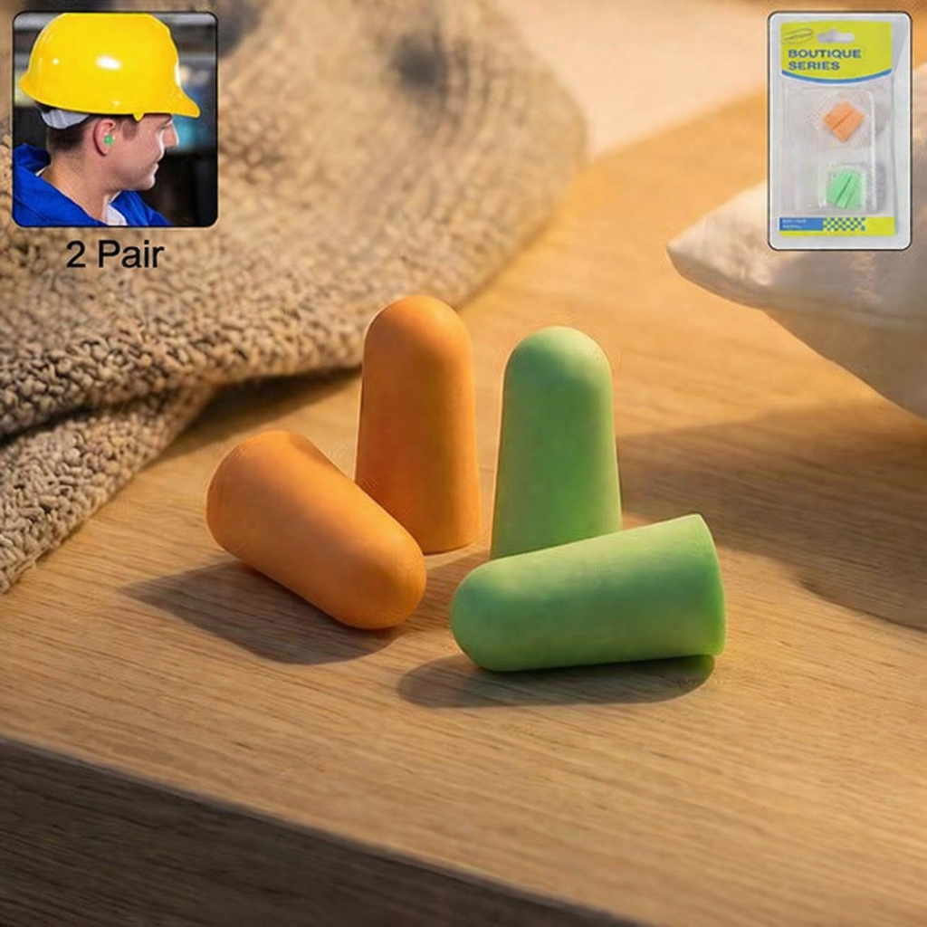 Reusable Noise Reduction Foam Ear Plugs – Soft Sound Blocking Safety Earplugs for Work, Sleep & Travel (2 Pair Set)