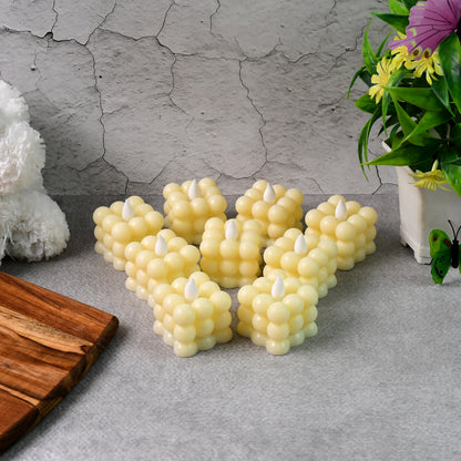 Set of 9 Decorative LED Bubble Cube Flameless Candles with Warm White Glow Battery Operated Tealight Candles for Home Diwali Wedding Party and Festive Decoration