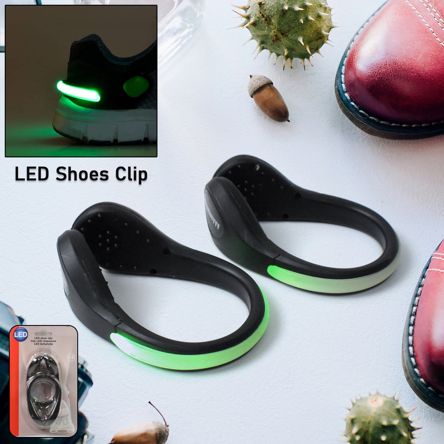 LED Shoes Clip Lights for Night Running | 2 Mode Safety Clip Lights (1 Pair)