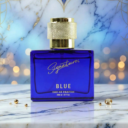Signature Premium Blue Eau De Perfume 30 ML Long Lasting Fresh Fragrance Spray for Men in Designer Glass Bottle