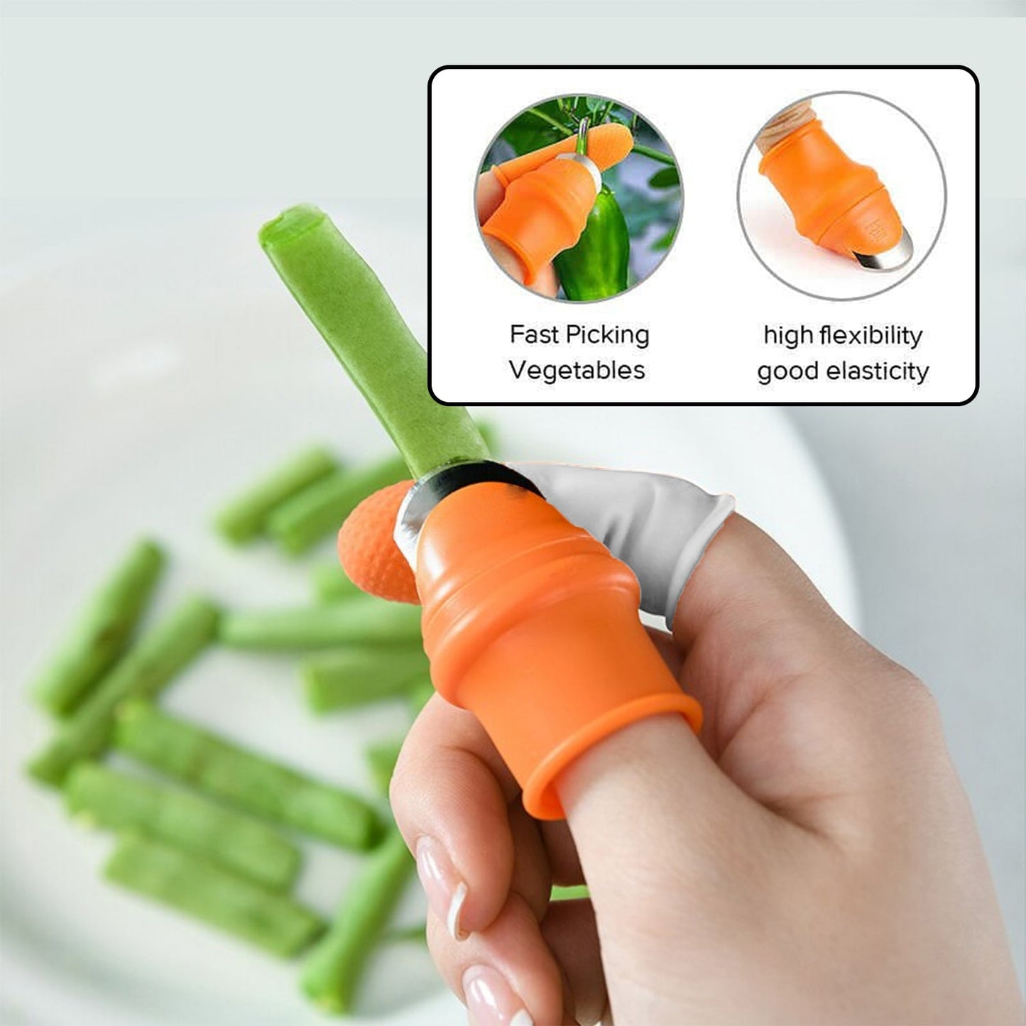 Vegetable Thumb Cutter and Finger Knife Tool – Sharp Blade Kitchen Cutting Tool for Vegetables, Fruits and Herbs