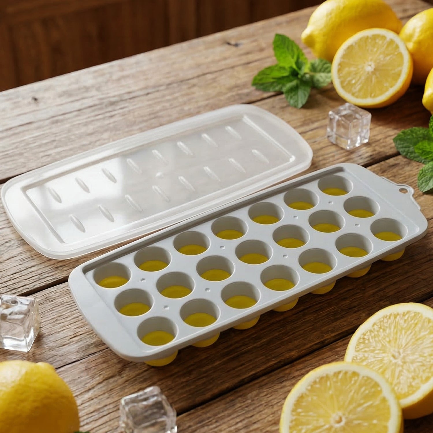 Round Ball Ice Cube Tray with Lid, 21 Grid Ice Ball Mold for Freezer, Reusable Ice Cube Tray for Juice, Chocolate, Jelly, Candy & Frozen Treats (1 Pc)