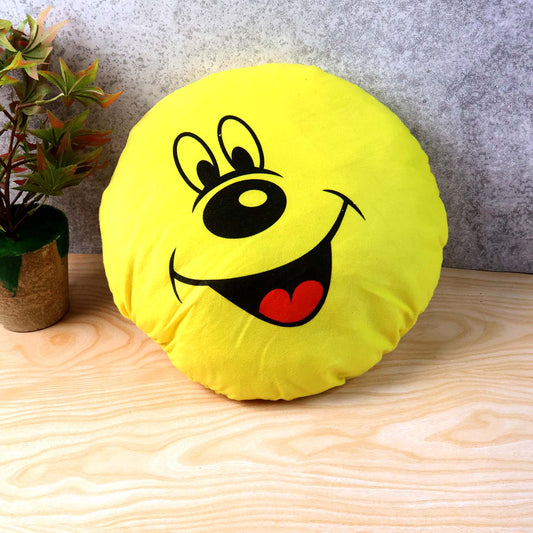 Cute Round Smiley Face Soft Pillow Cushion Plush Decorative Kids Cushion for Bedroom Playroom and Living Room Comfort 30x30 cm (1 Pc)