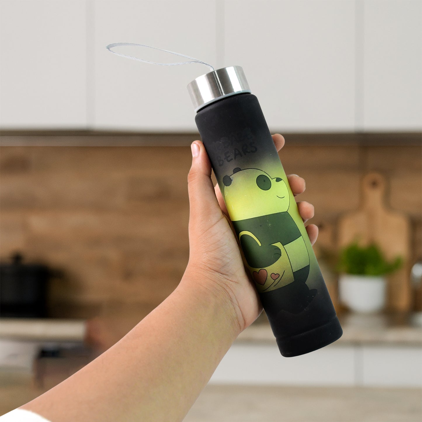 300 ML Cute Cartoon Printed Plastic Water Bottle with Leakproof Stainless Steel Cap and Carry Strap – Portable Reusable Travel, School, Office and Home Use Bottle (1 Pc)