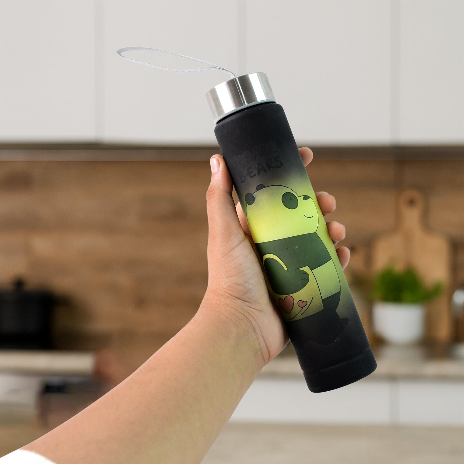 300 ML Cute Cartoon Printed Plastic Water Bottle with Leakproof Stainless Steel Cap and Carry Strap – Portable Reusable Travel, School, Office and Home Use Bottle (1 Pc)