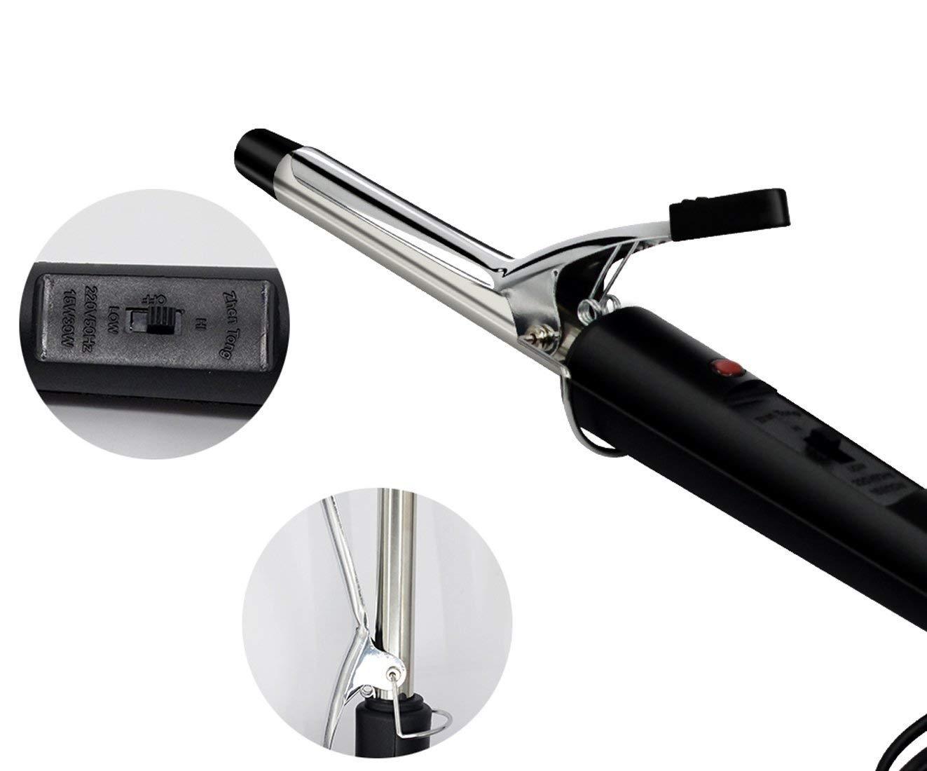 Hair Curling Iron Rod for Women – Ceramic Hair Curler with Cool Tip, Swivel Cord and Fast Heating for Natural Curls (Black)