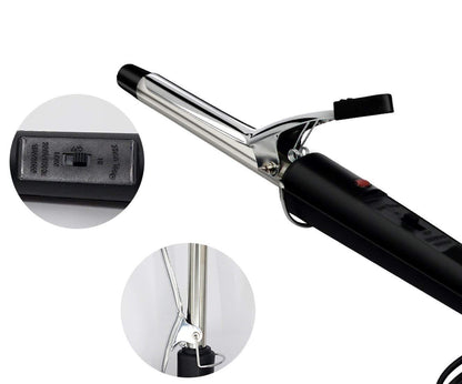 Hair Curling Iron Rod for Women – Ceramic Hair Curler with Cool Tip, Swivel Cord and Fast Heating for Natural Curls (Black)