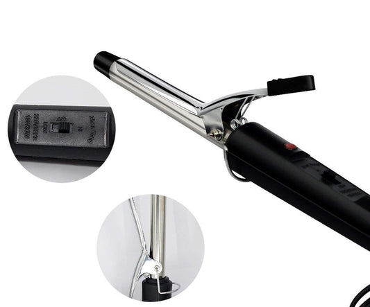 Hair Curling Iron Rod for Women – Ceramic Hair Curler with Cool Tip, Swivel Cord and Fast Heating for Natural Curls (Black)