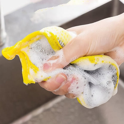 Double-Sided Dishwashing Sponge for Cleaning Utensils, Pots, Pans and Kitchen Surfaces, Reusable Nylon Fibre and Foam Scrubber Sponge (1 Pc)