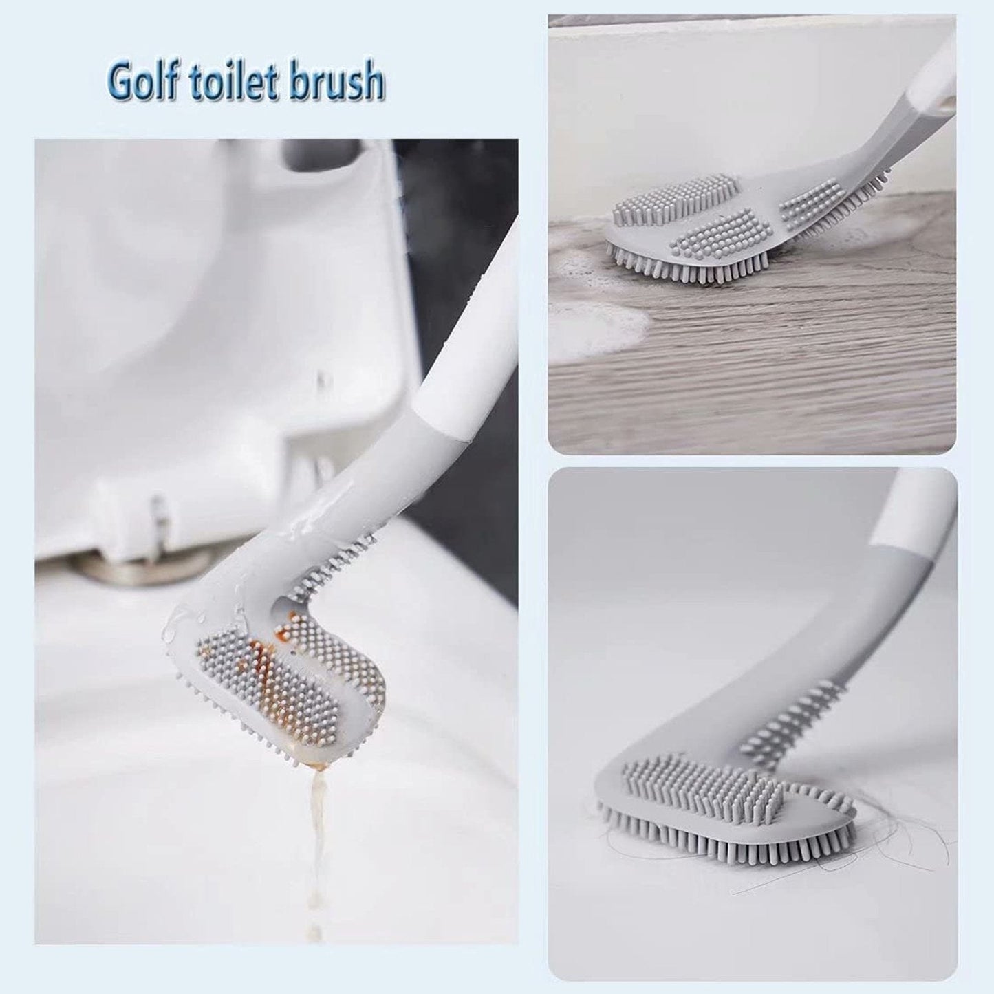 Silicone Golf Toilet Cleaner Brush with Long Handle Wall Mounted Bathroom Cleaning Brush
