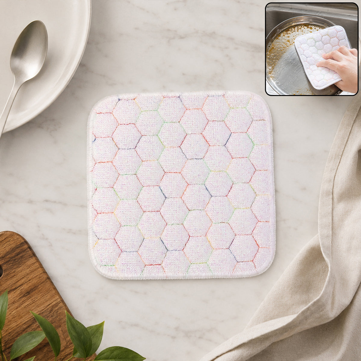 Heavy-Duty Dishwashing Scrub Pad 18x18cm for Utensils, Pots, Pans, Kadai, Sinks and Stovetops, Multipurpose Kitchen Cleaning Scrubber (1 Pc)