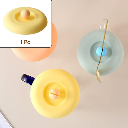 Cup /Mug Lid Dust Proof Silicone Rubber Airtight Seal Food Grade for Mug, Tea Cup and Coffee Cup (Cup and Spoon Not Included) Only Lid / 1 Pc