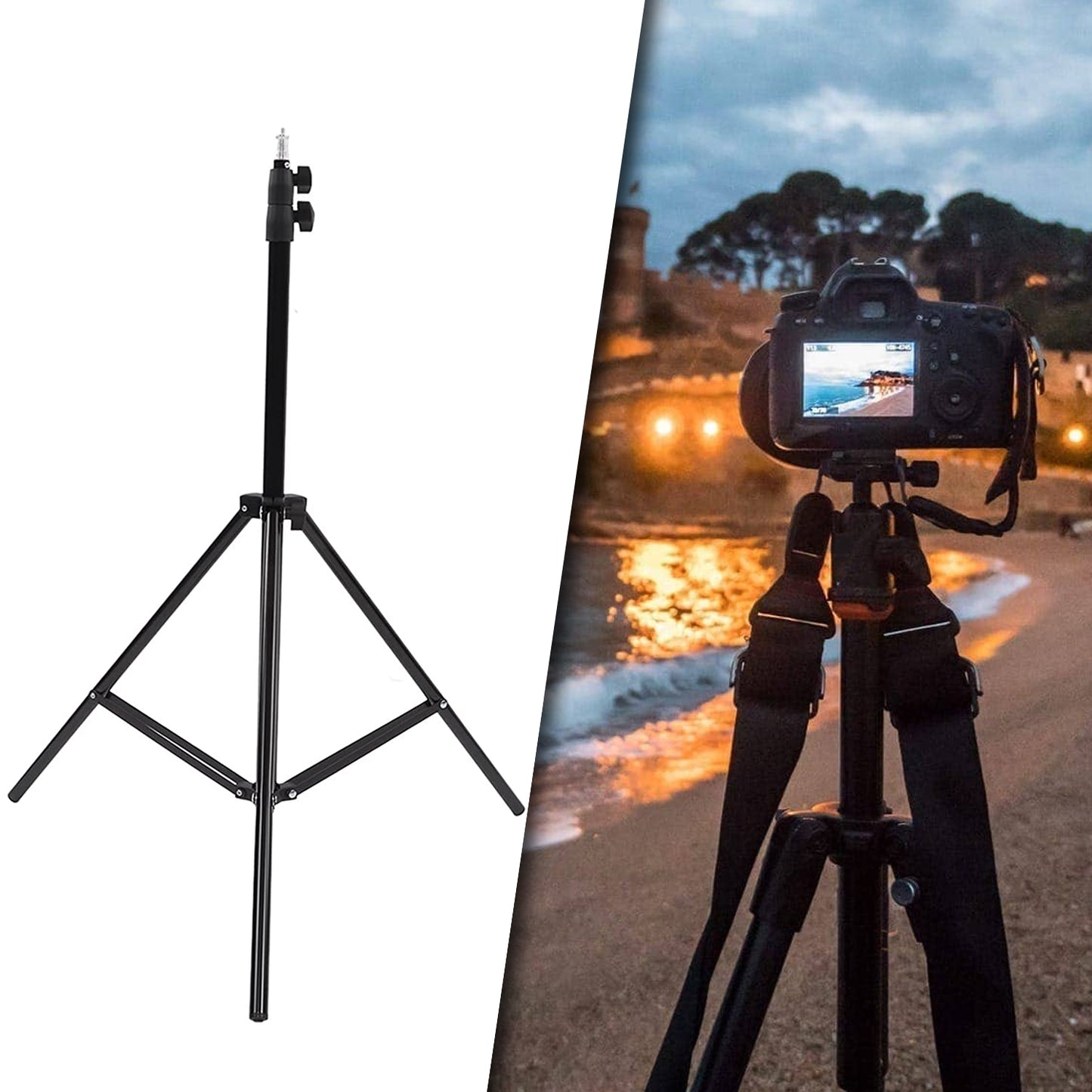 Professional Aluminum Tripod Stand with 3-Way Pan Head and Mobile Holder for DSLR Cameras, Smartphones and Low Angle Photography