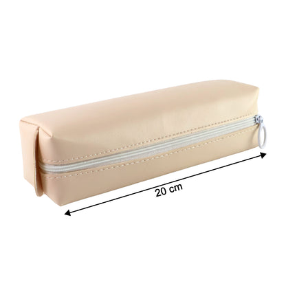 Slim PU Leather Pencil Pouch - (1 Pc) Soft Zippered Stationery Case with Ring Pull | Lightweight, Spill-Resistant & Multi-Purpose