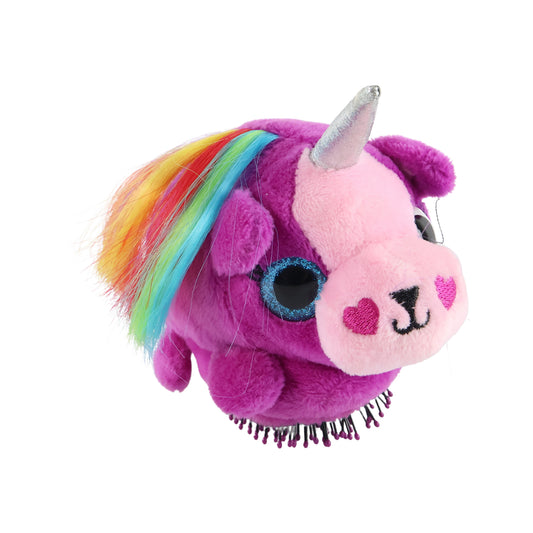 Kids Unicorn Plush Hair Brush - (1 Pc) Soft Cushion Bristles • Gentle on Scalp • Easy-Grip Handle