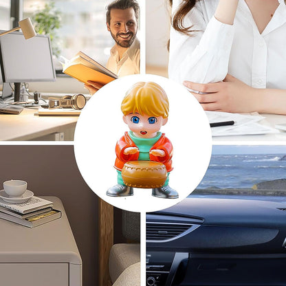 Solar Powered Car Aromatherapy Air Freshener Creative Drummer Dashboard Perfume Diffuser Odour Eliminator for Car Home and Office 1 Piece