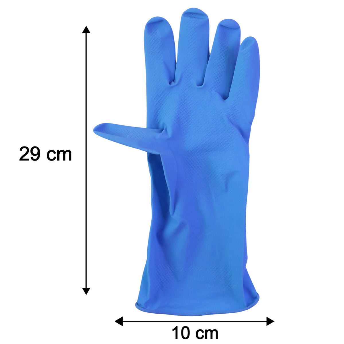 Large Victor Blue Rubber Cleaning Gloves for Dishwashing and Household Cleaning, Reusable Waterproof Gloves for Kitchen, Bathroom and Daily Chores (1 Pair)