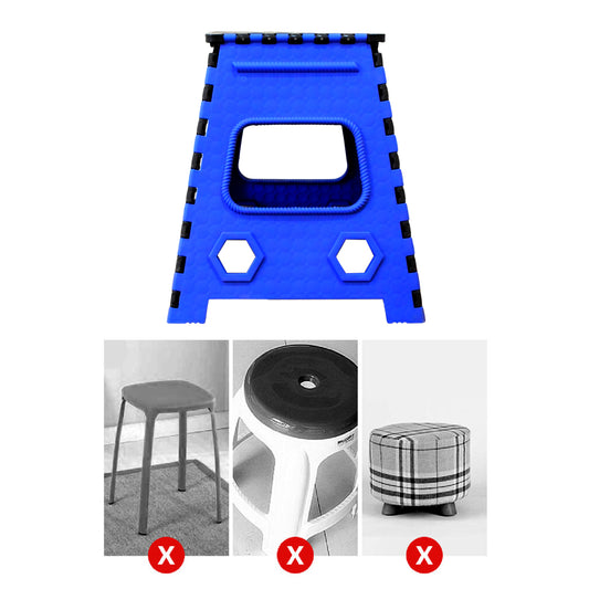 18 Inch Plastic Folding Step Stool Heavy Duty Foldable Utility Stool with Carry Handle for Kids and Adults Home Kitchen Bathroom Outdoor Use (1 Pc)