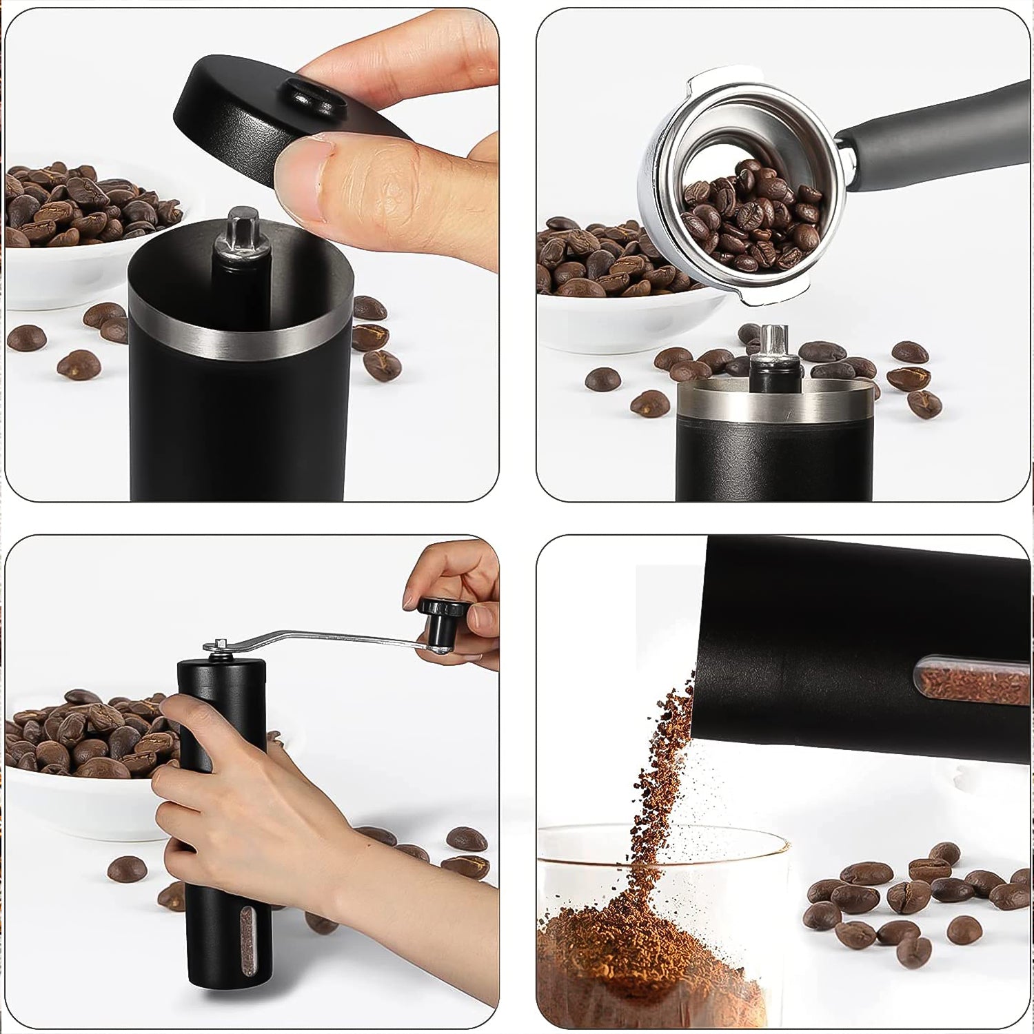 Portable Stainless Steel Manual Coffee Grinder with Adjustable Conical Burr Hand Coffee Bean Grinder for Espresso French Press Pour Over and Travel Pack of 1