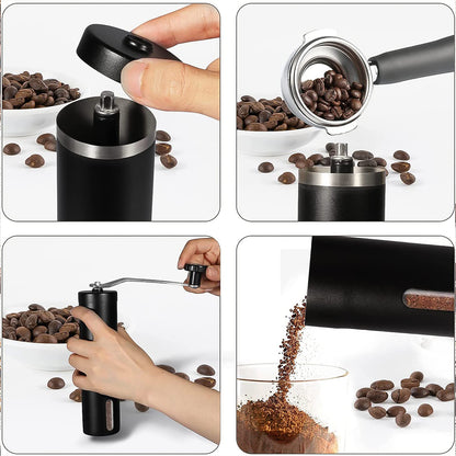 Portable Stainless Steel Manual Coffee Grinder with Adjustable Conical Burr Hand Coffee Bean Grinder for Espresso French Press Pour Over and Travel Pack of 1