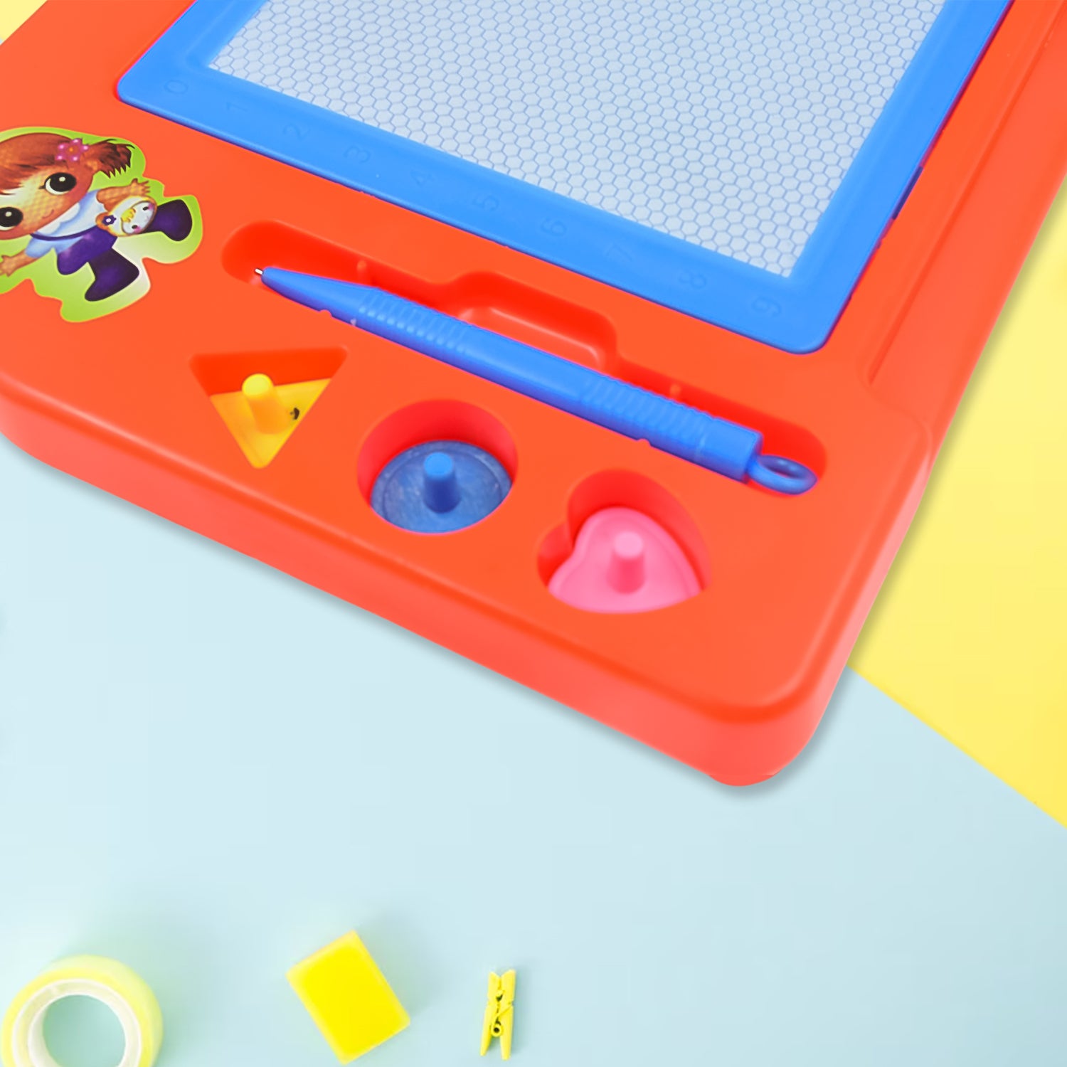 Magnetic Sketch Slate and Drawing Board for Kids – Rewritable Colorful Magnetic Drawing Pad with Pen (27×19 cm)