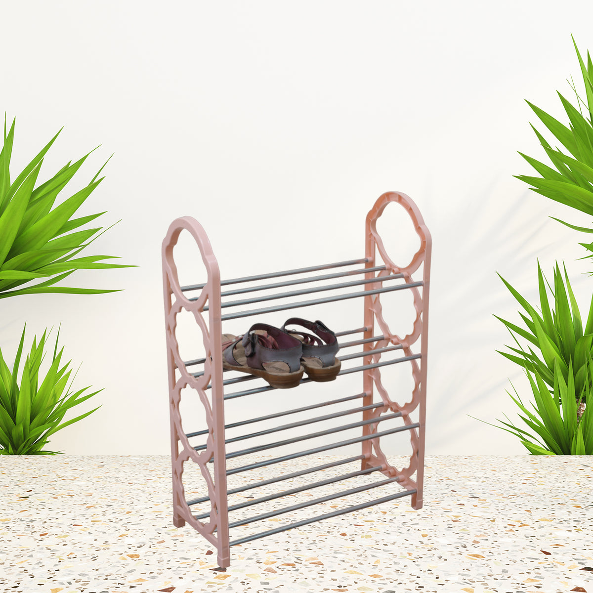4 Layer Folding Shoe Rack Space Saving Shoe Storage Shelf Standing Organizer for Bedroom Hallway Closet and Entryway (1 Pc)