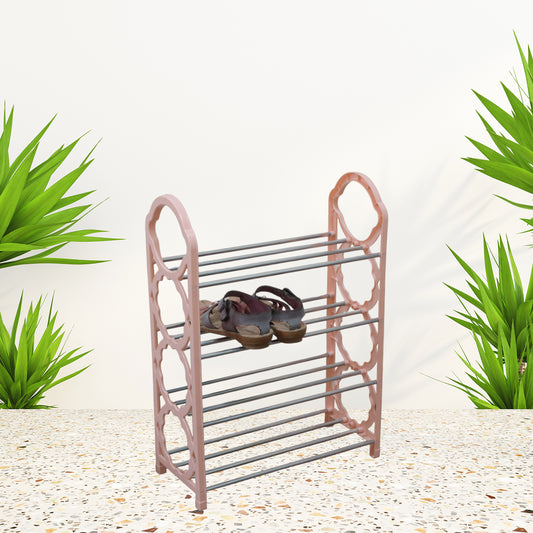 4 Layer Folding Shoe Rack Space Saving Shoe Storage Shelf Standing Organizer for Bedroom Hallway Closet and Entryway (1 Pc)