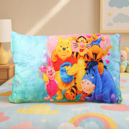 Soft Plush Cartoon Character Kids Pillow Colorful Printed Cushion for Baby Bed Nursery and Kids Room Comfort and Decoration 40x25 Cm (1 Pc)