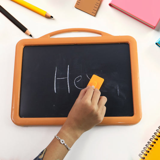 2-in-1 Double-Sided Write and Wipe Educational Drawing Board for Kids – Portable Whiteboard and Blackboard with Marker, Duster and Chalk Set