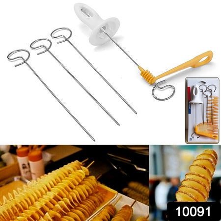 Potato Spiral Cutter and Tornado Twister Slicer for Curly Chips and Vegetable Spiral Cutting with 4 Skewers (1 Set)