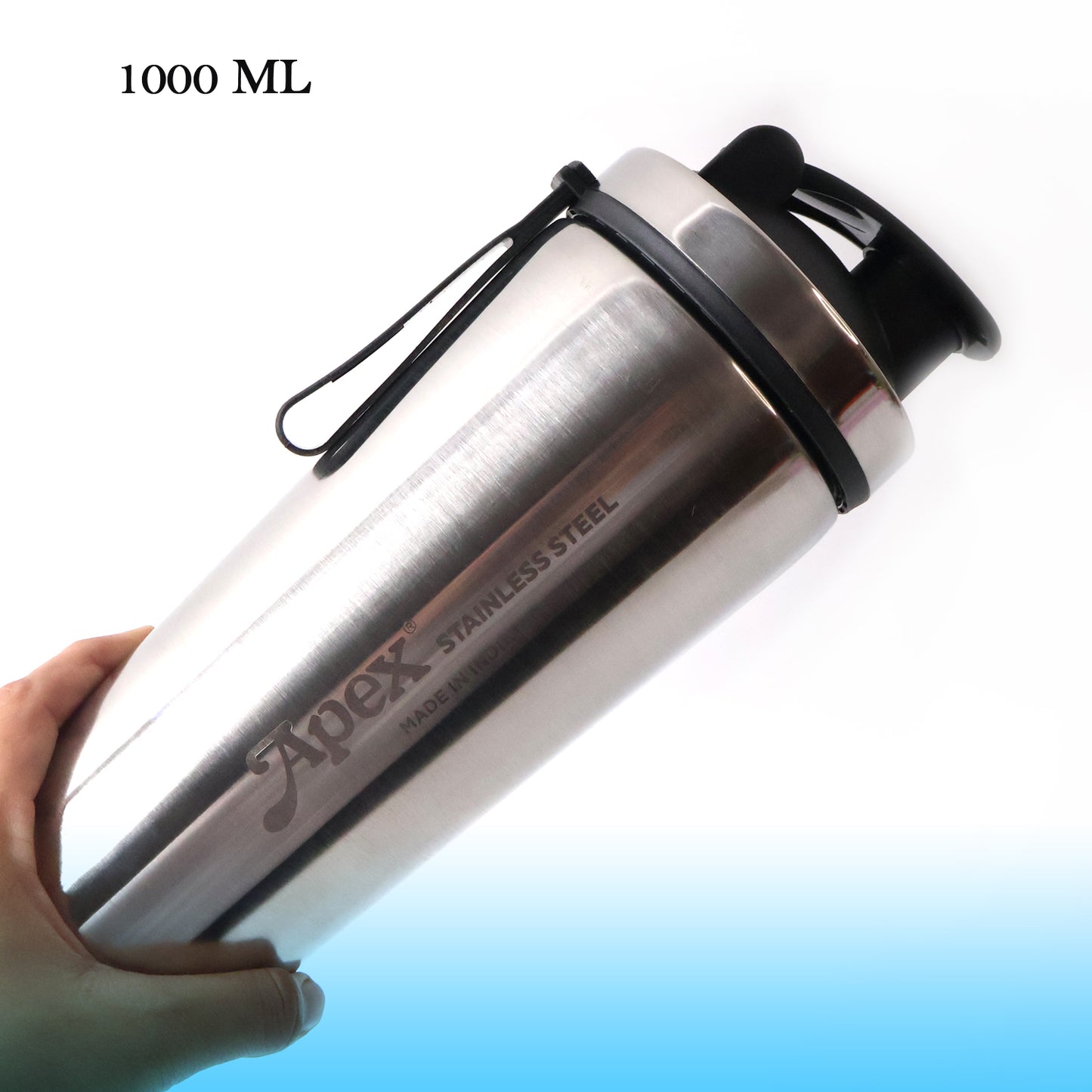 Apex Stainless Steel Gym Shaker Bottle with Spring, Leak-Resistant Flip Lid & Measurement Markings | Protein Shaker Bottle for Gym, Workout, Fitness, Sports & Daily Hydration (1 Pc)