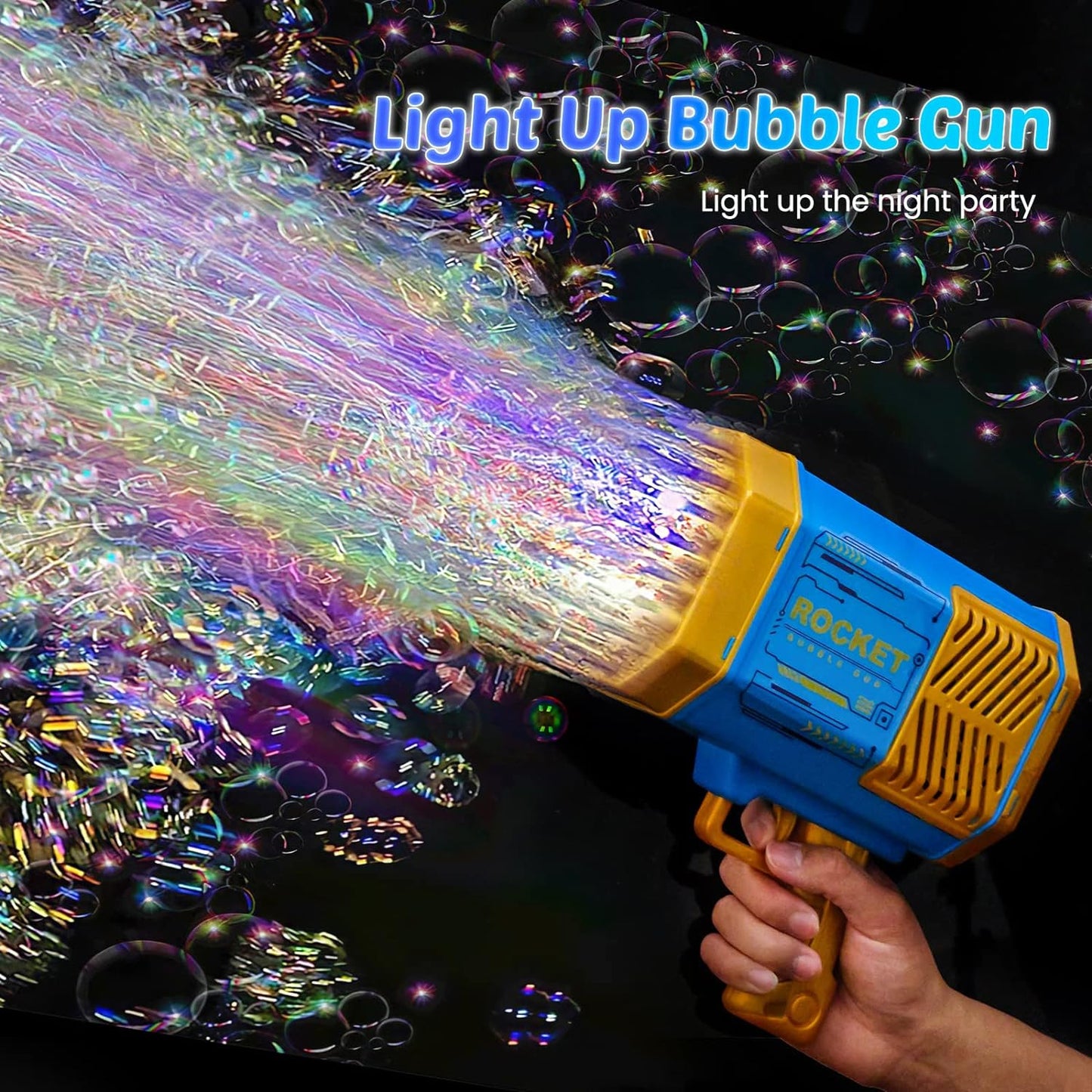 Big Rechargeable Powerful Bubble Gun with 69 Holes – Rocket Boom Bubble Blower Toy for Kids & Adults